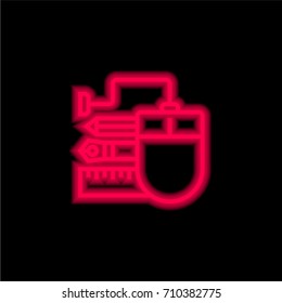 Graphic tool red glowing neon ui ux icon. Glowing sign logo vector