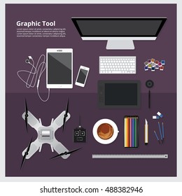 Graphic Tool Workspace isolated vector illustration