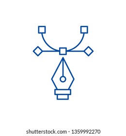 Graphic tool,curvature tool,art design line icon concept. Graphic tool,curvature tool,art design flat  vector symbol, sign, outline illustration.