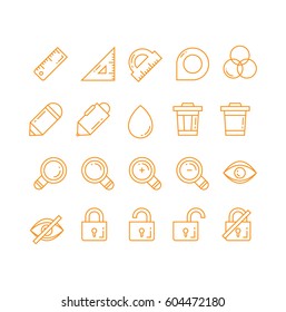 Graphic tools Vector Icon Set. Pack of flat icons of drawing tools