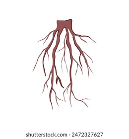 graphic tree root cartoon. forest abstract, health oak, garden drawing graphic tree root sign. isolated symbol vector illustration