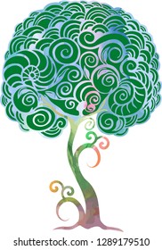 Graphic tree in watercolor style