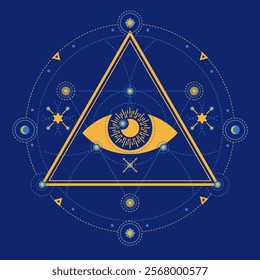 graphic of triangle and eye -eye of providence with symestry element