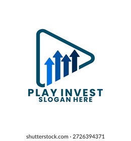 Gráfico con Plantilla de Vector de diseño de logotipo de línea triangular. Plantilla del logo de Play Investment