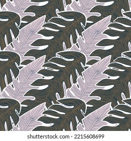 Grafische tropische Muster, Palmblätter nahtlos floraler Hintergrund. Abstrakte Tapete. Naturhintergrund. Exotische Pflanzenwelt-Hintergrund. Für die Stoffgestaltung, Stoffdruck, Umhüllung