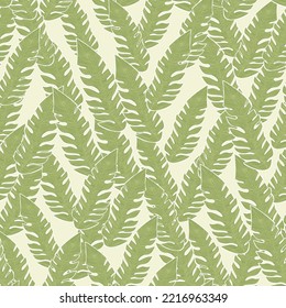 Graphic tropical pattern, palm leaves seamless floral background. Abstract leaf wallpaper. Nature wallpaper. Exotic plant foliage backdrop. For fabric design, textile print, wrapping, cover
