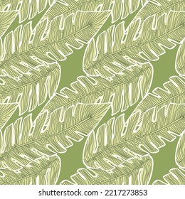 Graphic tropical pattern, palm leaves seamless floral background. Abstract leaf wallpaper. Nature wallpaper. Exotic plant foliage backdrop. For fabric design, textile print, wrapping, cover