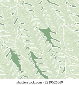 Graphic tropical pattern, palm leaves seamless floral background. Abstract leaf wallpaper. Nature wallpaper. Exotic plant foliage backdrop. For fabric design, textile print, wrapping, cover