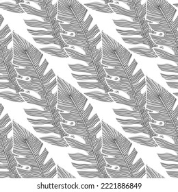 Patrón tropical gráfico, hojas de palma fondo floral sin fisuras. Papel de la hoja abstracta. Papel de la naturaleza. Fondo vegetal exótico. Para el diseño de tejidos, impresión textil, envoltura, cubierta