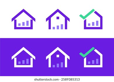 Graphic Trusted Financial House Logo Icon Variations For Real Estate, Construction, Residential, Investment etc. Editable Vector Template