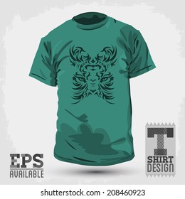 Graphic T-shirt design -Abstract tribal tiger - vector illustration 