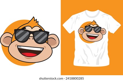 Graphic t-shirt design, cute monkey graphics ,vector illustration for t-shirt
