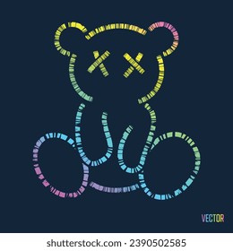 Graphic t-shirt design, Cute rainbow teddy bear toy lineart, vector illustration for t-shirt.