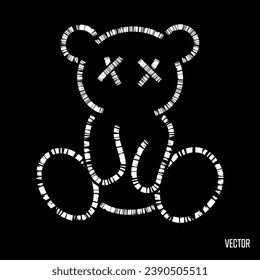 Graphic t-shirt design, Cute teddy bear toy lineart, vector illustration for t-shirt.