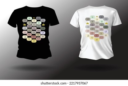 Graphic T-Shirt Design, English Alphabet Letters, Colour Vector illustration for T-Shirt.