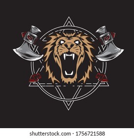 graphic t-shirt design lion vector illustation