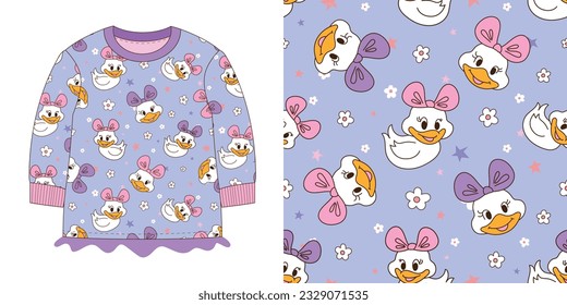 Graphic t-shirt design, little duck seamless pattern ,vector illustration for t-shirt.