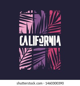 Graphic t-shirt design on the topic of California. Vector illustration.