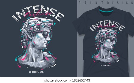 Graphic t-shirt design, typography slogan with classic statue,vector illustration for t-shirt.