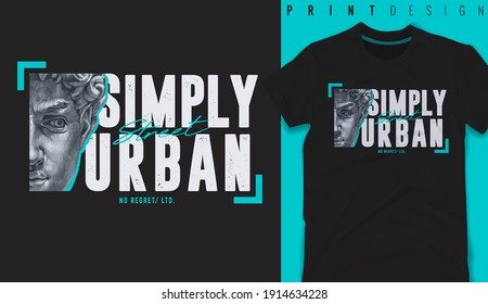 Graphic t-shirt design, typography slogan close up face classic statue,vector illustration for t-shirt.