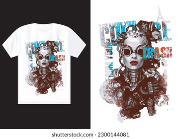 Graphic t-shirt design, typography slogan with antique statue wearing face mask, vector, illustration for t-shirt.