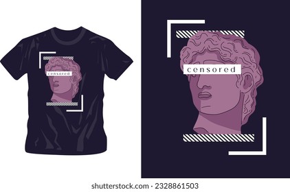 Graphic t-shirt design, typography slogan with antique statue wearing face mask,vector illustration for t-shirt editable template