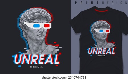 Graphic t-shirt design, typography slogan with classic statue,vector illustration for t-shirt.