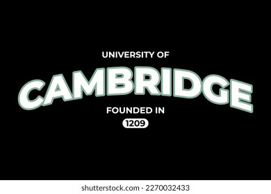 Graphic t-shirt design, typography university of cambridge,vector illustration for t-shirt.