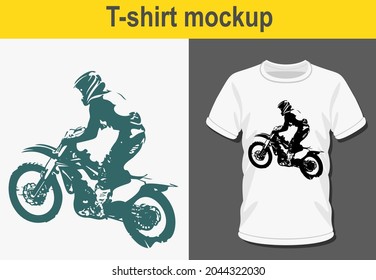Diseño gráfico de camisetas, moto fuera de carretera, ilustración vectorial para camisetas.