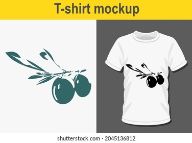 Diseño gráfico de camisetas, rama de olivo, ilustración vectorial para camisetas.