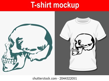 Graphic t-shirt design,skull, skeleton head anatomy ,vector illustration for t-shirt.