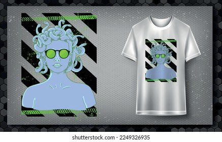 Graphic t-shirt design,typography slogan with antique statue ,vector illustration for t-shirt.