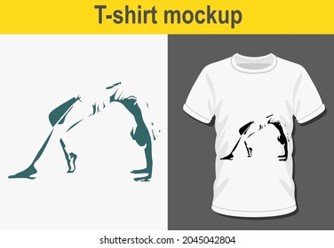 Diseño gráfico de camisetas, pose de yoga, ilustración vectorial para camiseta.