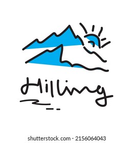 Graphic t-shirt with hill and the sunrise. Tee, t-shirt. Summer and holiday sign. 