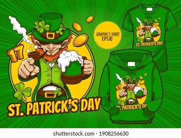 graphic t-shirt  Saint Patrick's Day, fashion character design, celebration party.