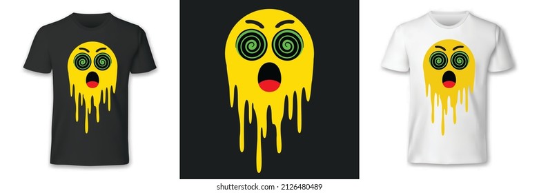 Camiseta gráfica Sonrisa efecto psicodélico en formato vectorial