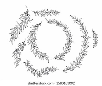 graphic twigs leaves nature wedding elements
