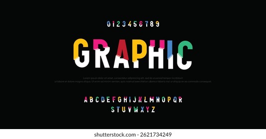 Graphic Unique modern futuristic sans serif alphabet display font vector illustration