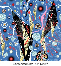 graphic unusual background of abstract elements and plants