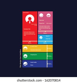 Graphic user interface flat design vector illustration with icons suitable for web design, tablet, smartphone user interface or infographics