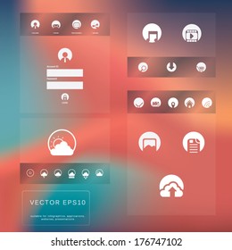 Graphic user interface vector illustration with various icons in modern flat design suitable for web design, tablet, smartphone user interface, etc. Eps10 vector illustration