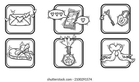 graphic valentine's day icons, illustrations, love