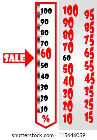 Graphic variable indicating lower prices in stores purchases