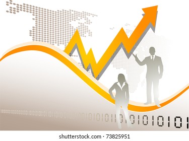 graphic vector with arrow in ascent of color orange