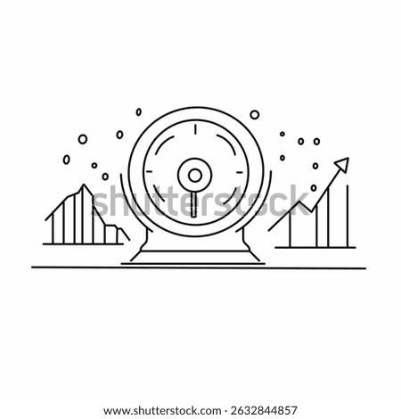 A graphic vector or bar chart that resembles data analysis or market trends, with the chart showing up and down trends.