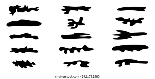 Graphic vector blots. Texture brushes. Elements for your design. Adaptation for banners, postcards, stickers, publications on social networks, posters. Krusty splash set. Formless abstractions EPS10
