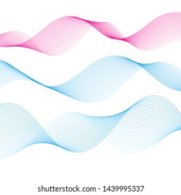 Graphic vector blue waves on an isolated white background. Template elements for web page or poster design.