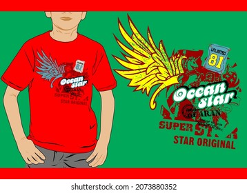 Graphic vector boys t-shirt design printing