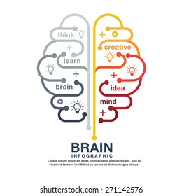 graphic vector brain design diagram line style template