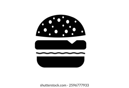A graphic vector burger typically features a stylized, minimalistic, or detailed illustration of a burger using clean lines and bold colors. It often includes layers like a toasted bun, lettuce.